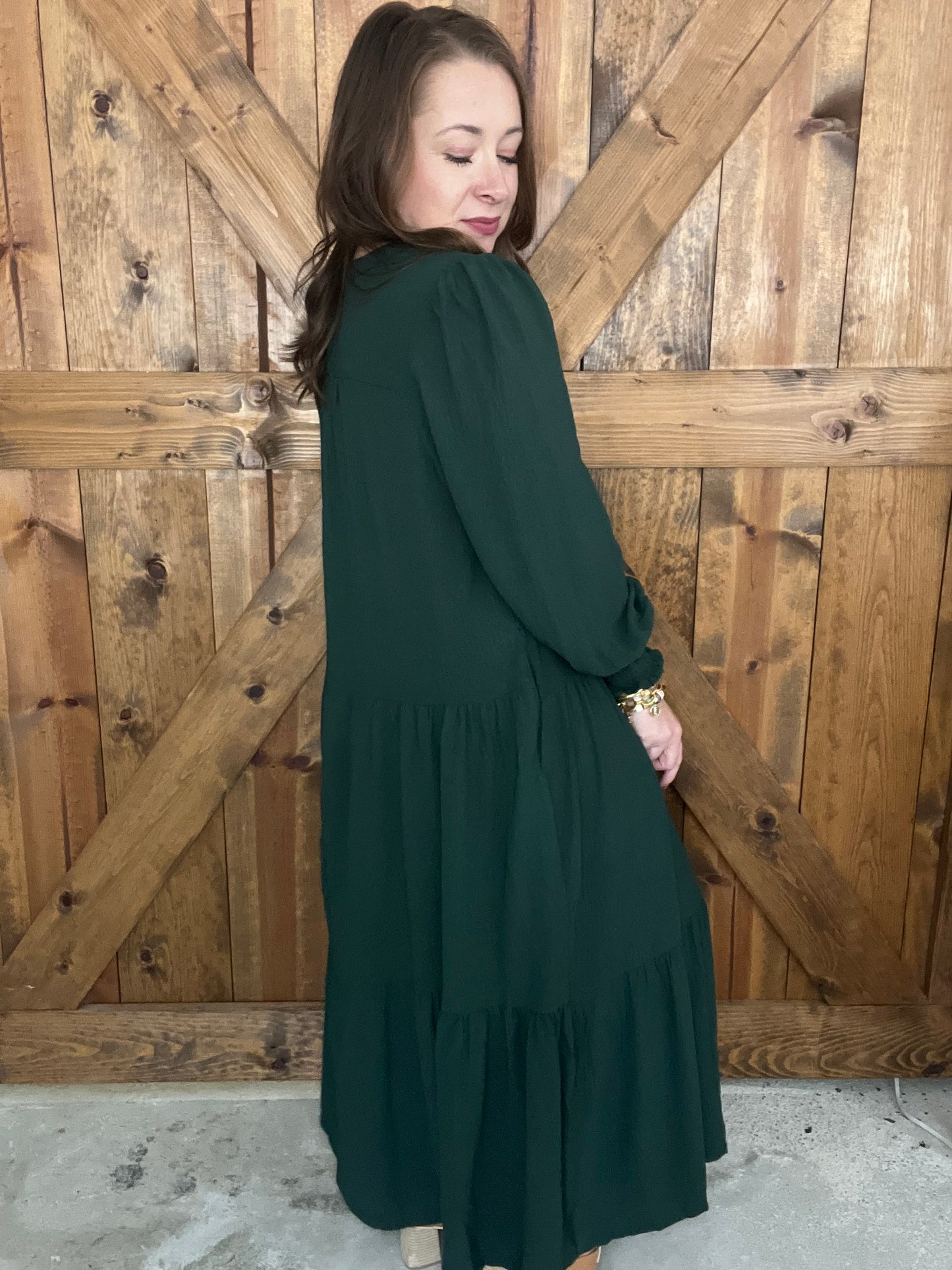 Fall Dreams Dress - Hunter Green