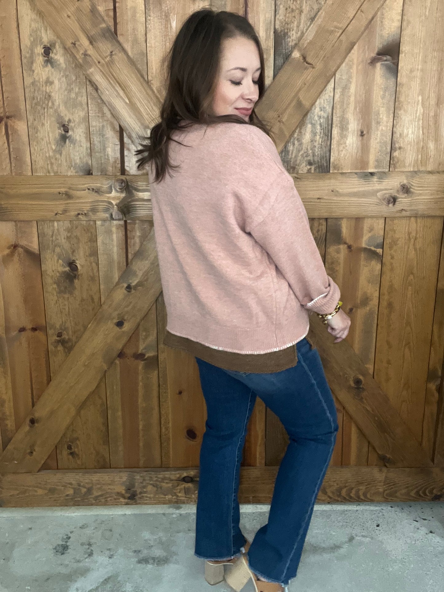Blanket Stitch Cardi - Salmon