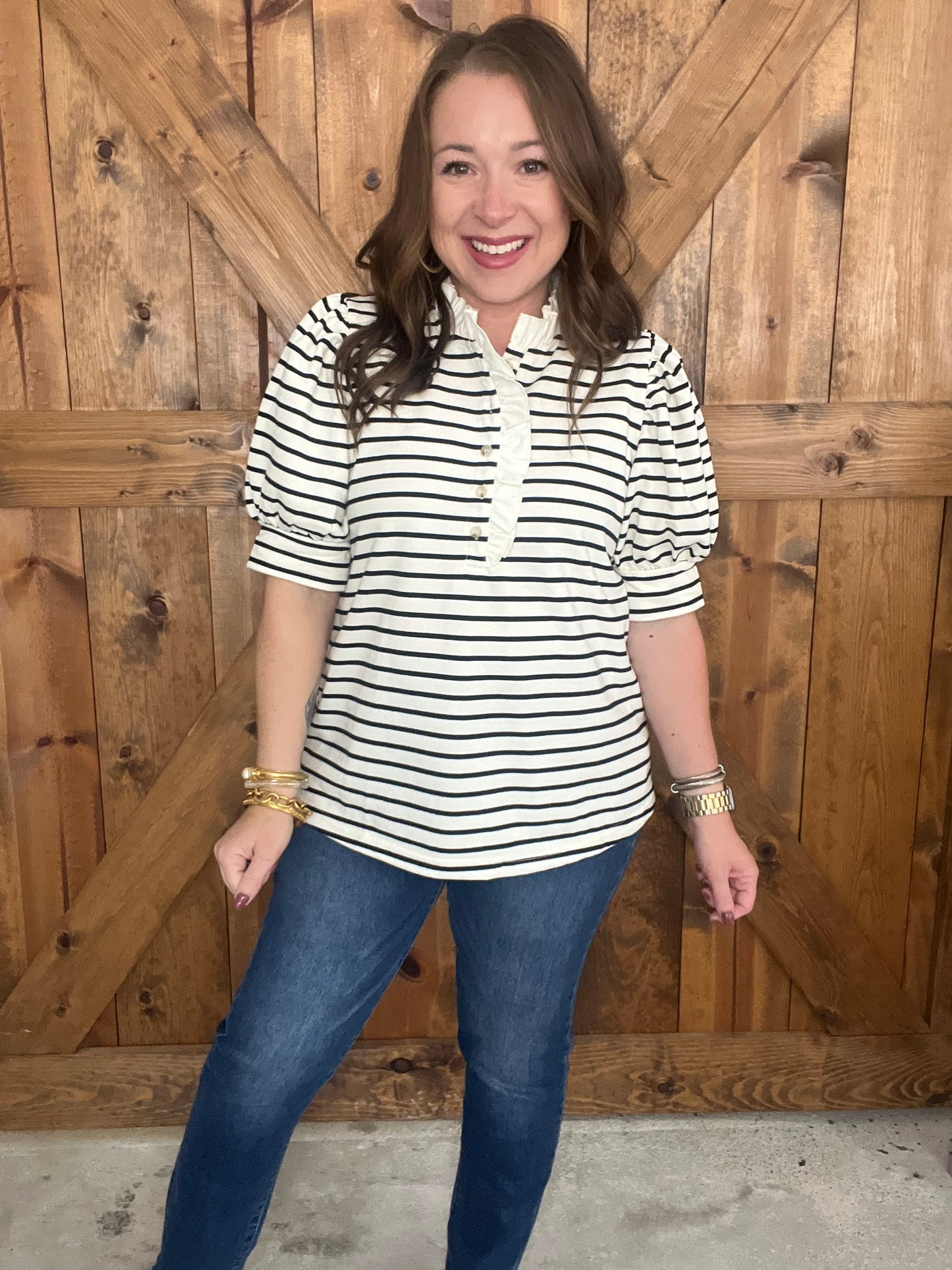 Social Knit Top - Cream/Black