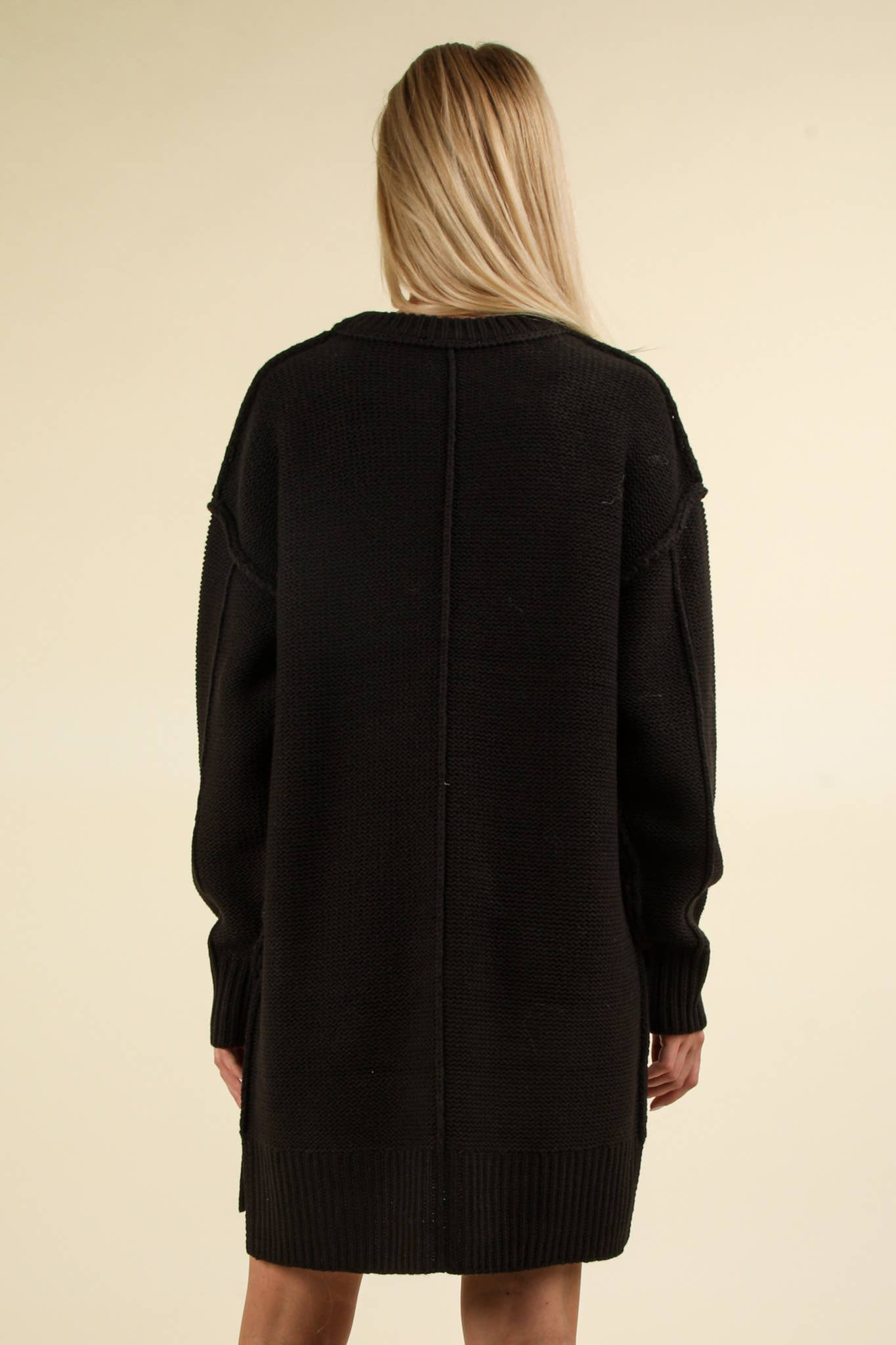 Chunky Sweater Mini Dress - Black