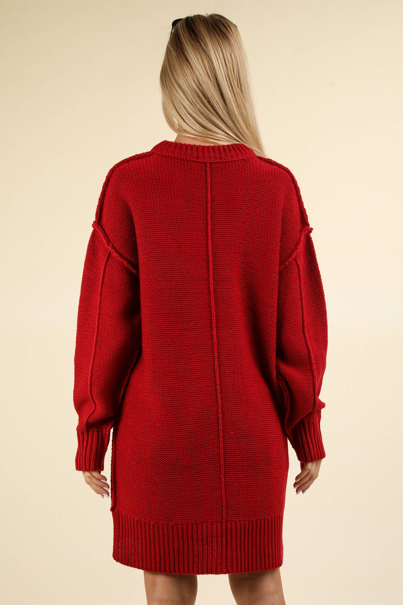 Chunky Sweater Mini Dress - Red