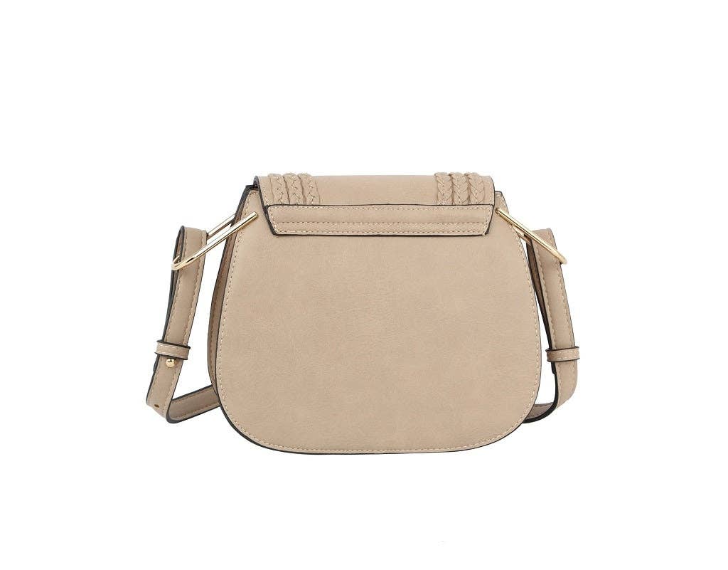 Flap Over Tassel Saddle Crossbody Bag - Brown