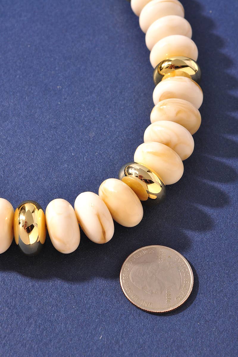 Mixed Bead Necklace - Gold/Ivory
