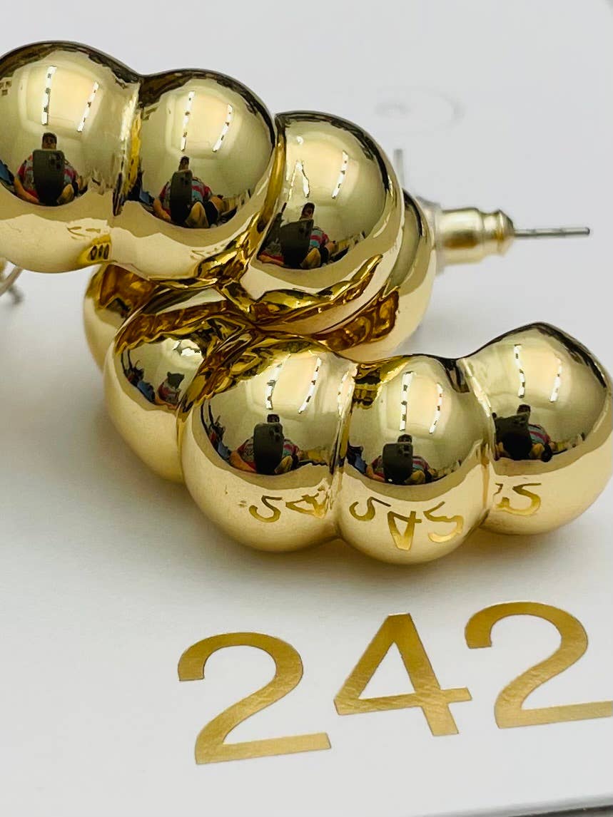 Gold Wide Bubble Hoop