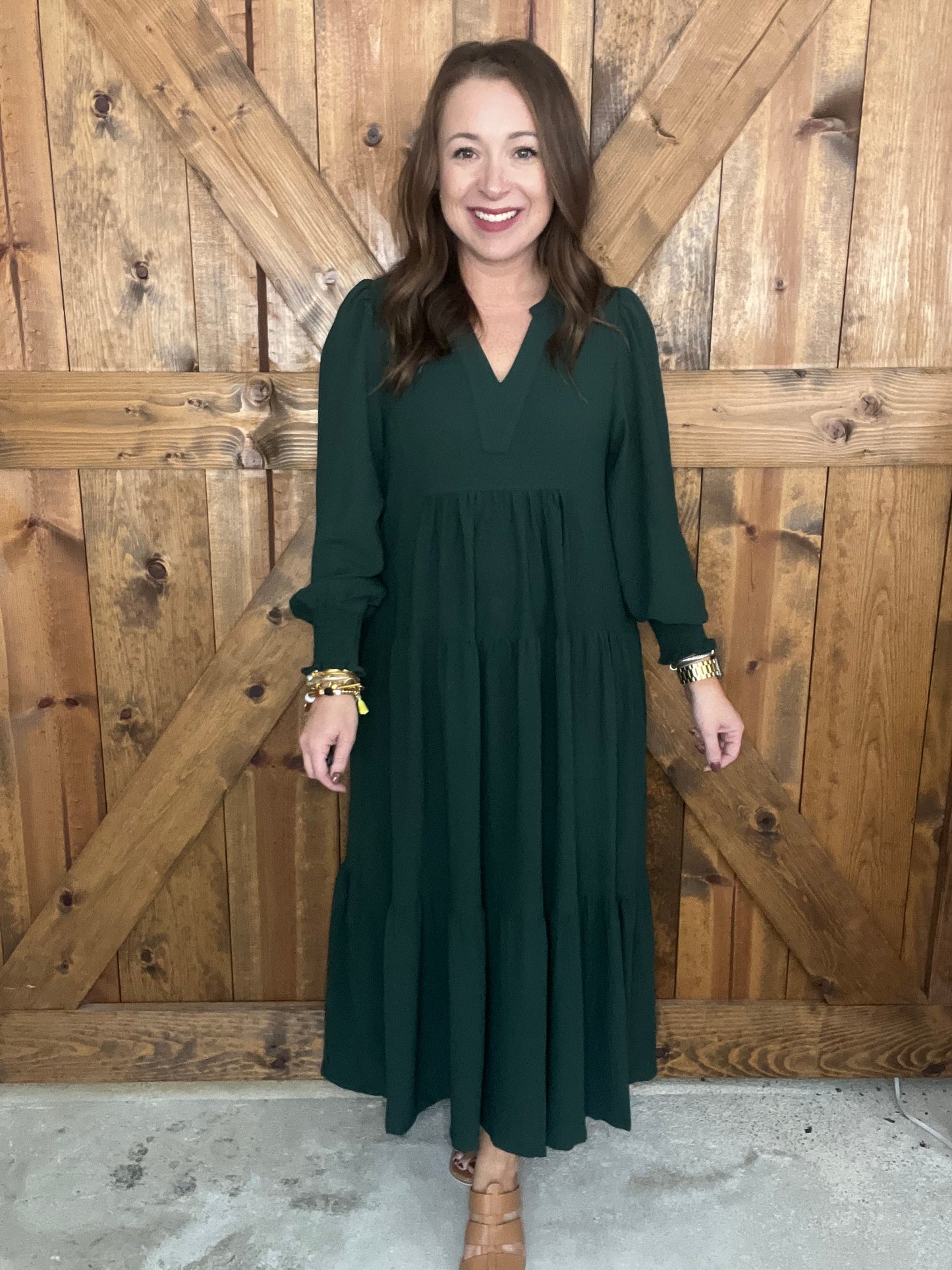 Fall Dreams Dress - Hunter Green