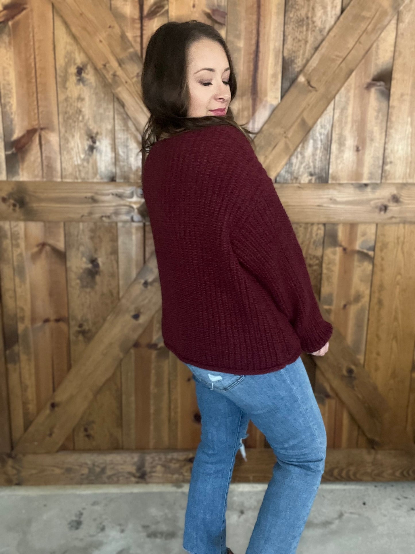 Carry On Sweater Jacket - Burgundy