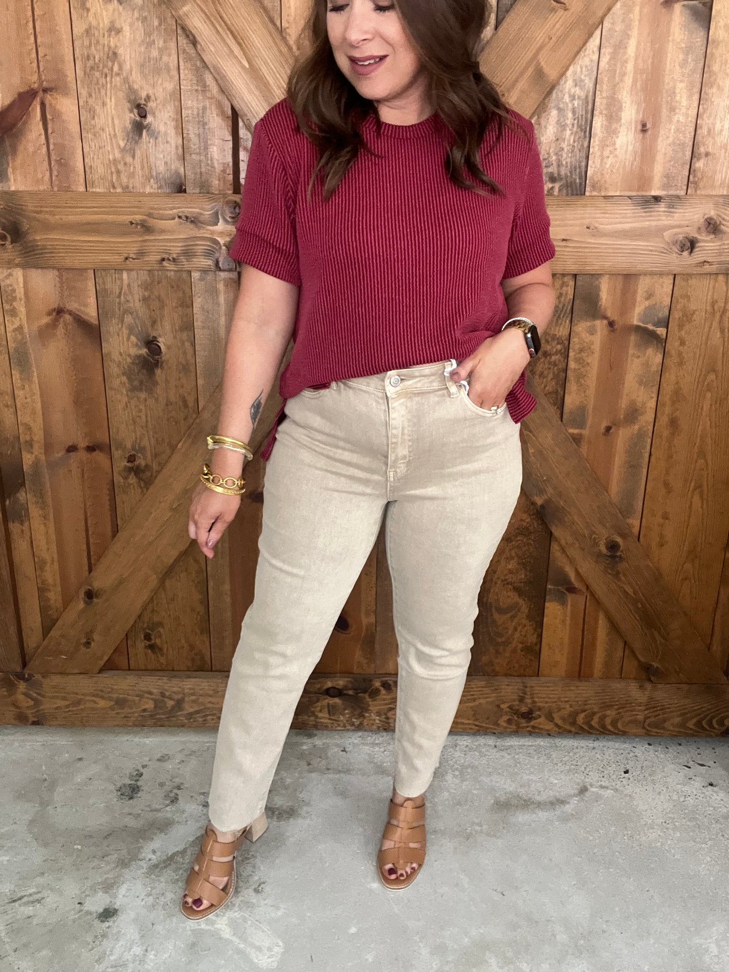 Colored Straight Crop - Ash Mocha