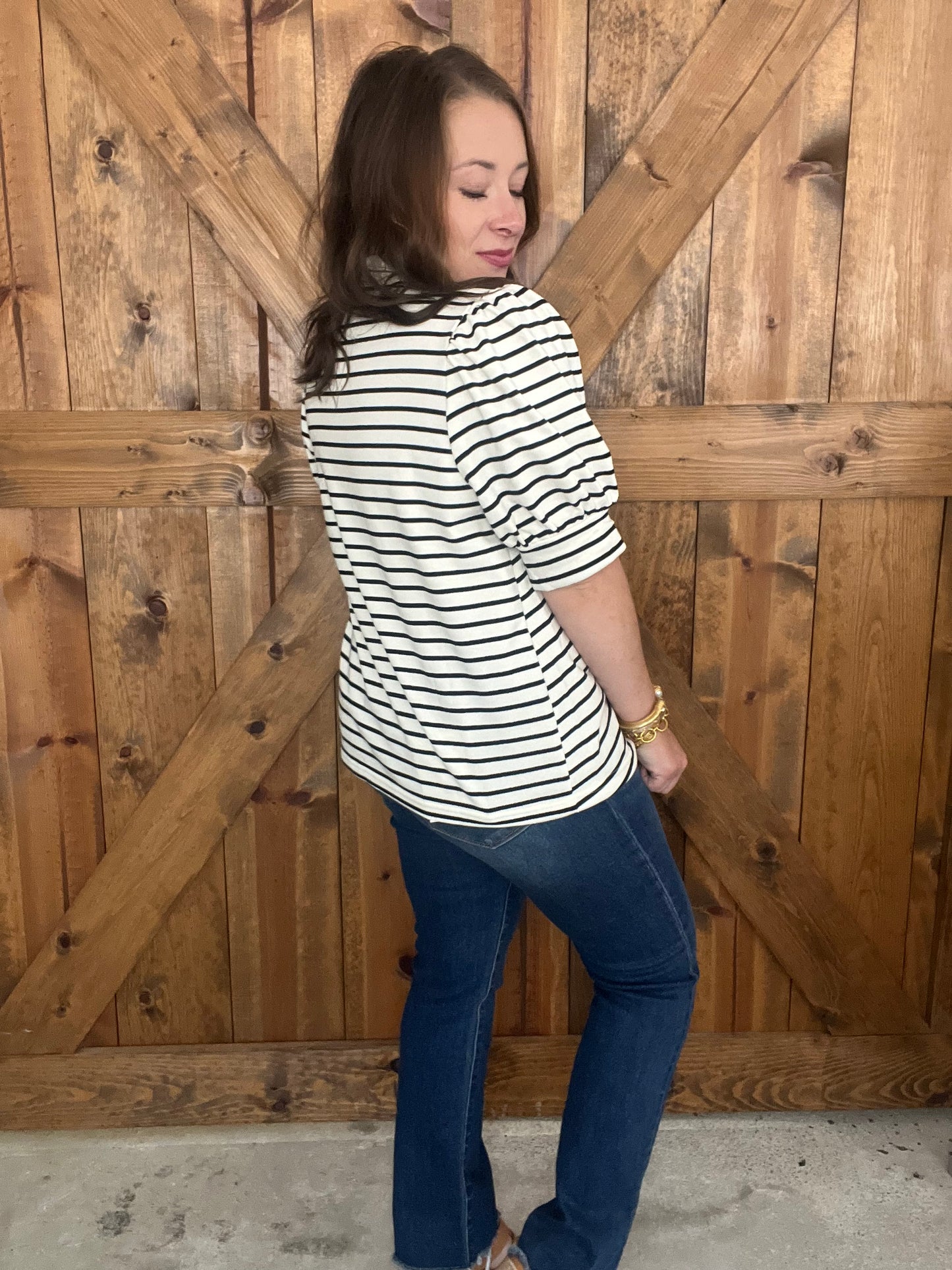 Social Knit Top - Cream/Black