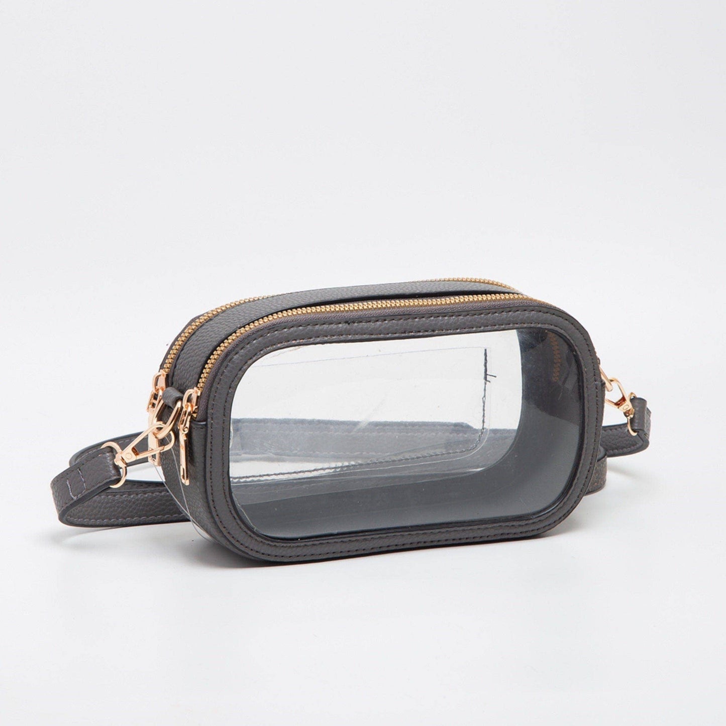 Double Zipper Oval Clear Gameday/Stadium Bag - Gray