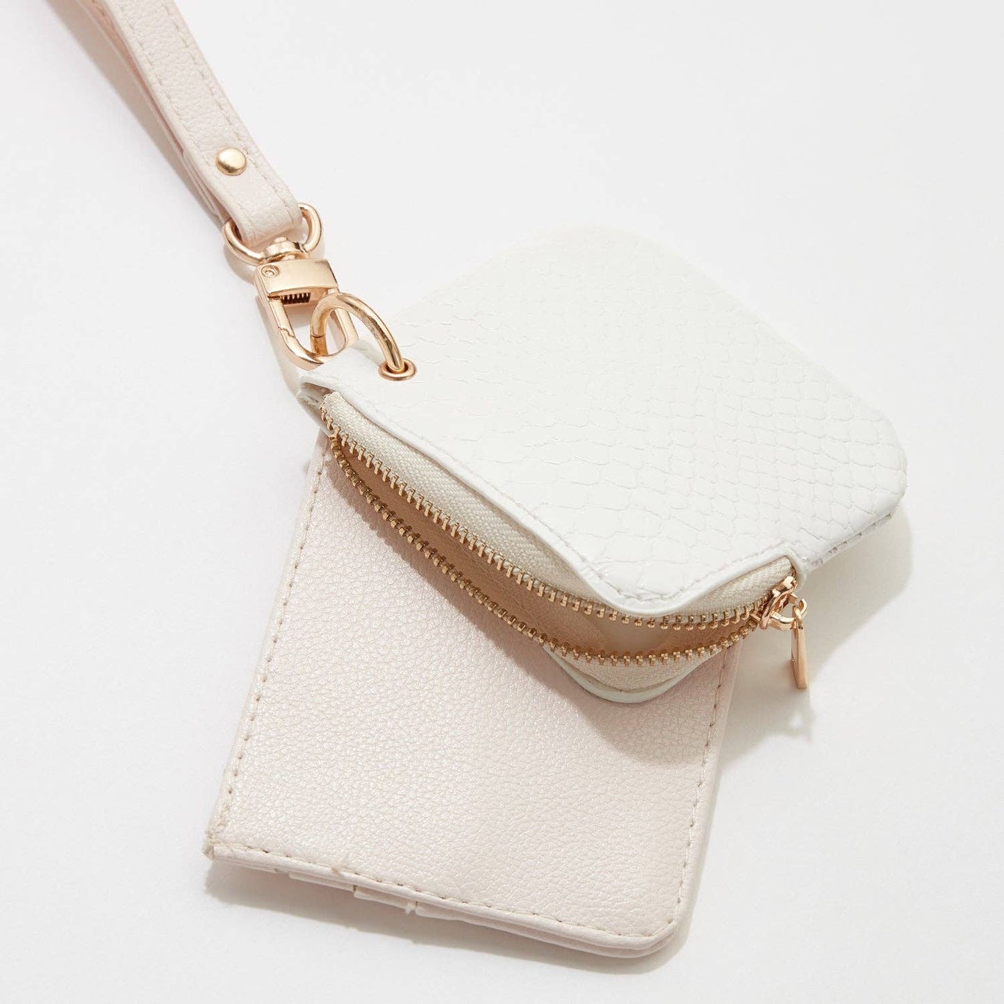 Snake Skin Coin Pouch with Wristlet: BEIGE