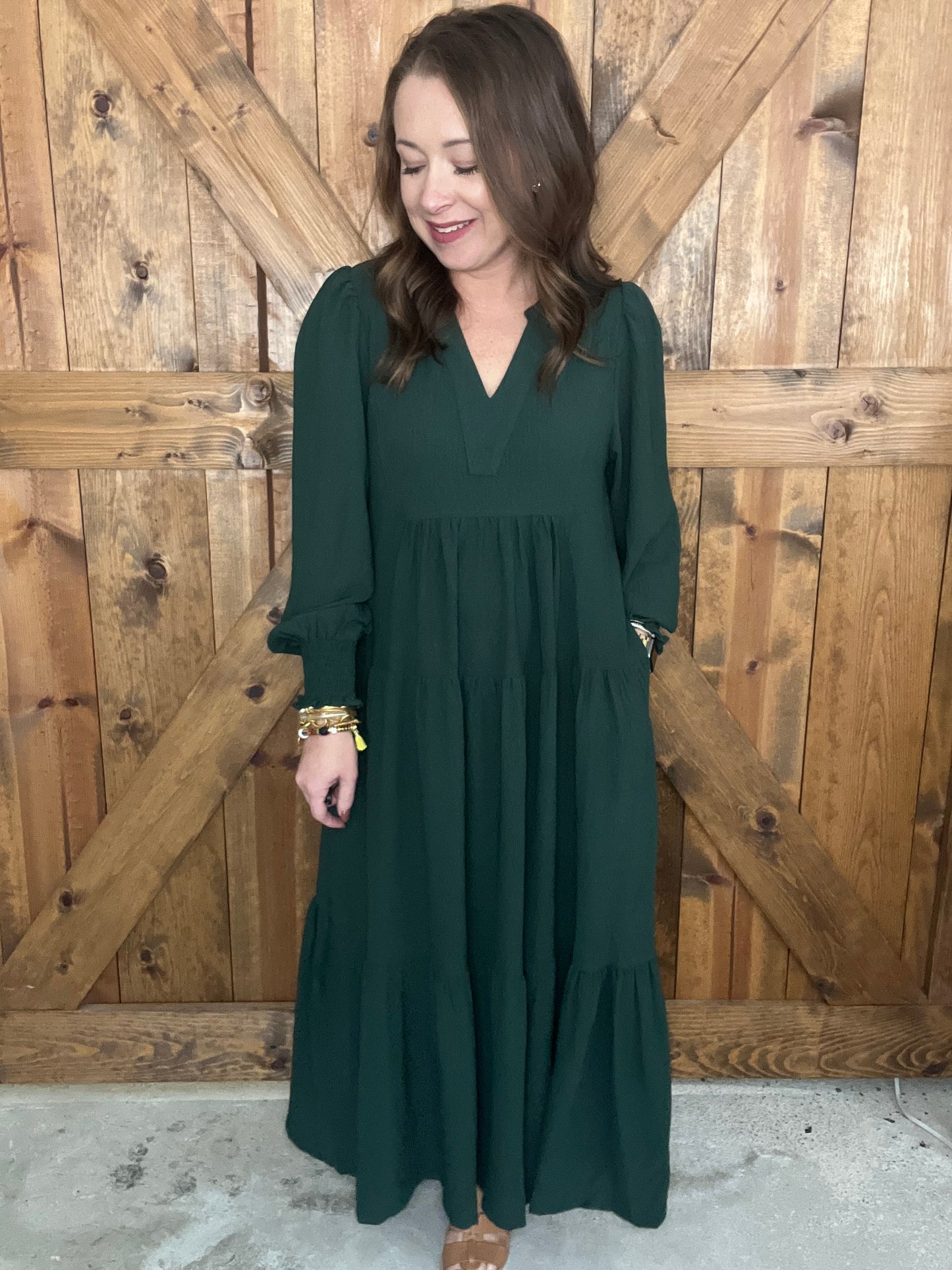 Fall Dreams Dress - Hunter Green
