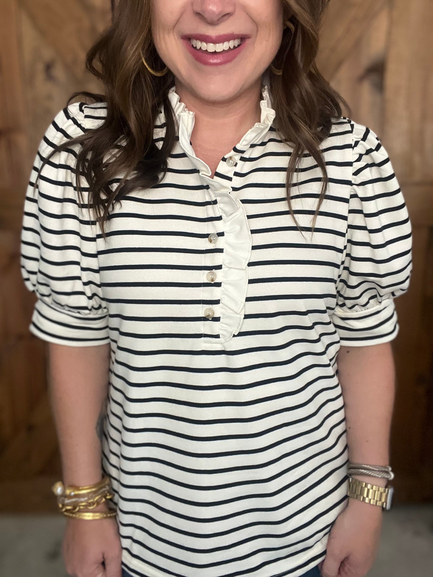 Social Knit Top - Cream/Black