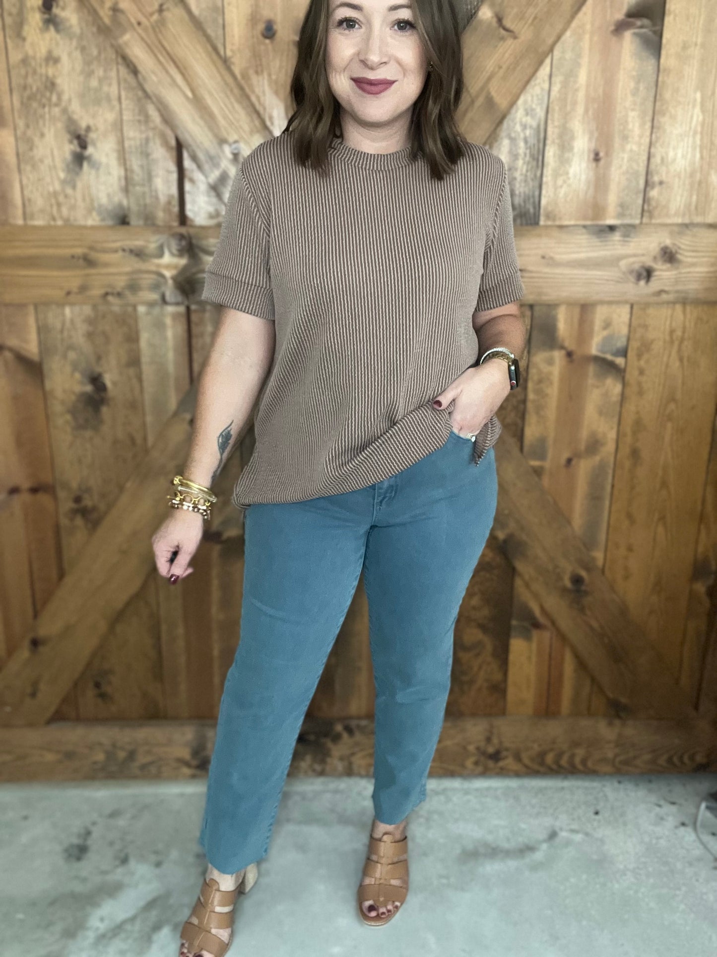 Colored Straight Crop - Teal