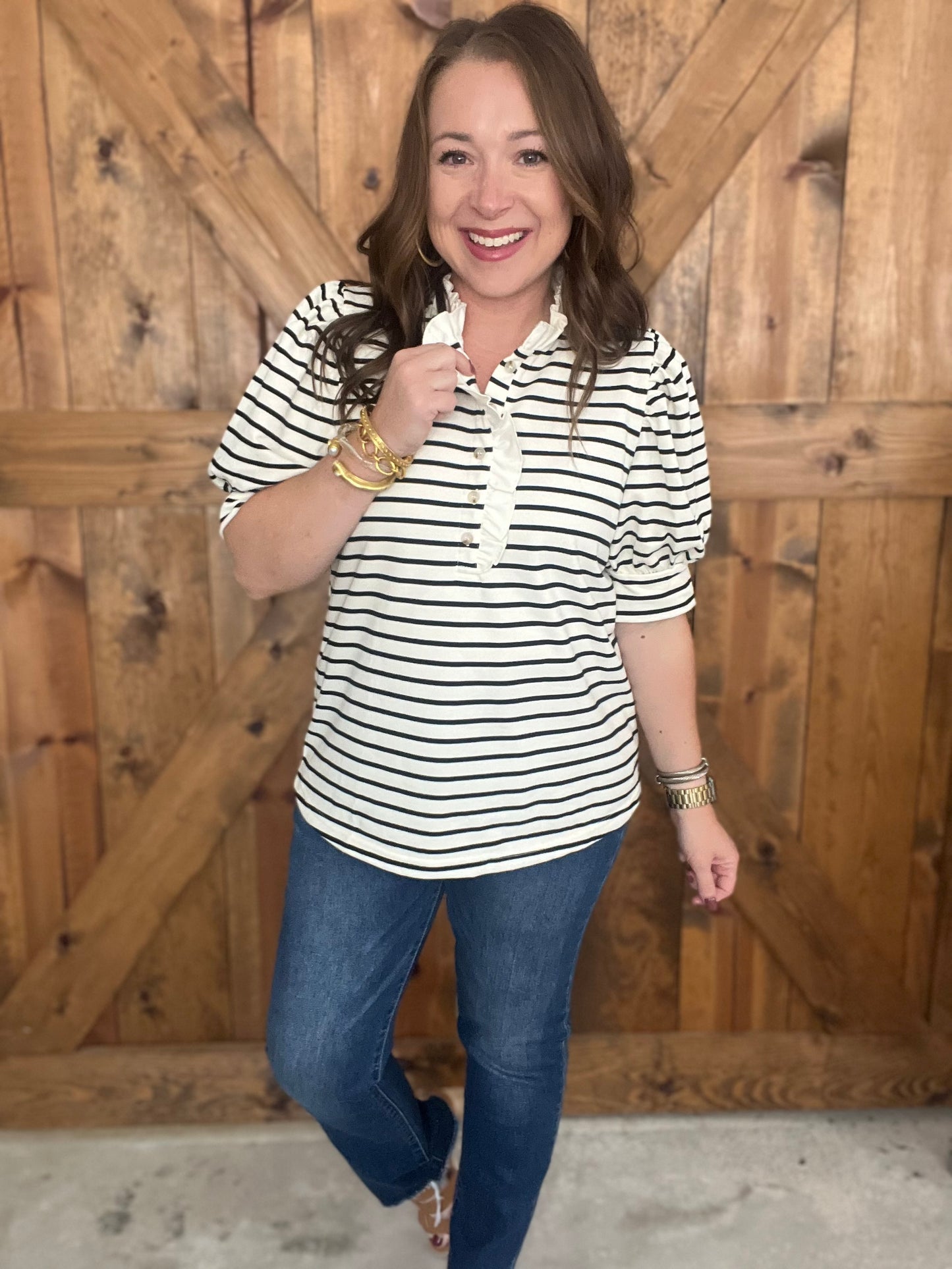 Social Knit Top - Cream/Black
