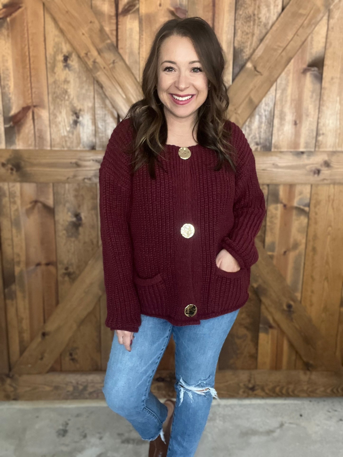 Carry On Sweater Jacket - Burgundy