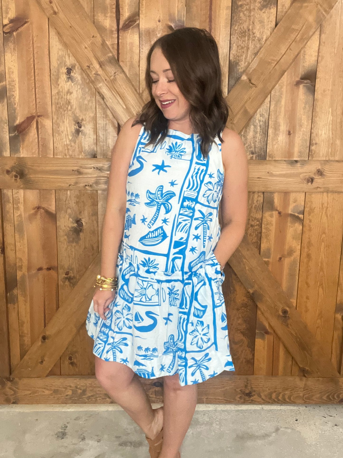 Tidal Waves Dress - Blue