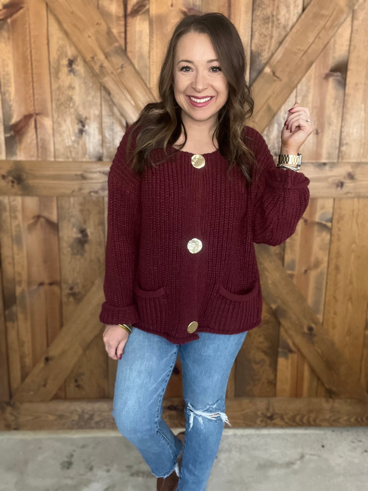 Carry On Sweater Jacket - Burgundy
