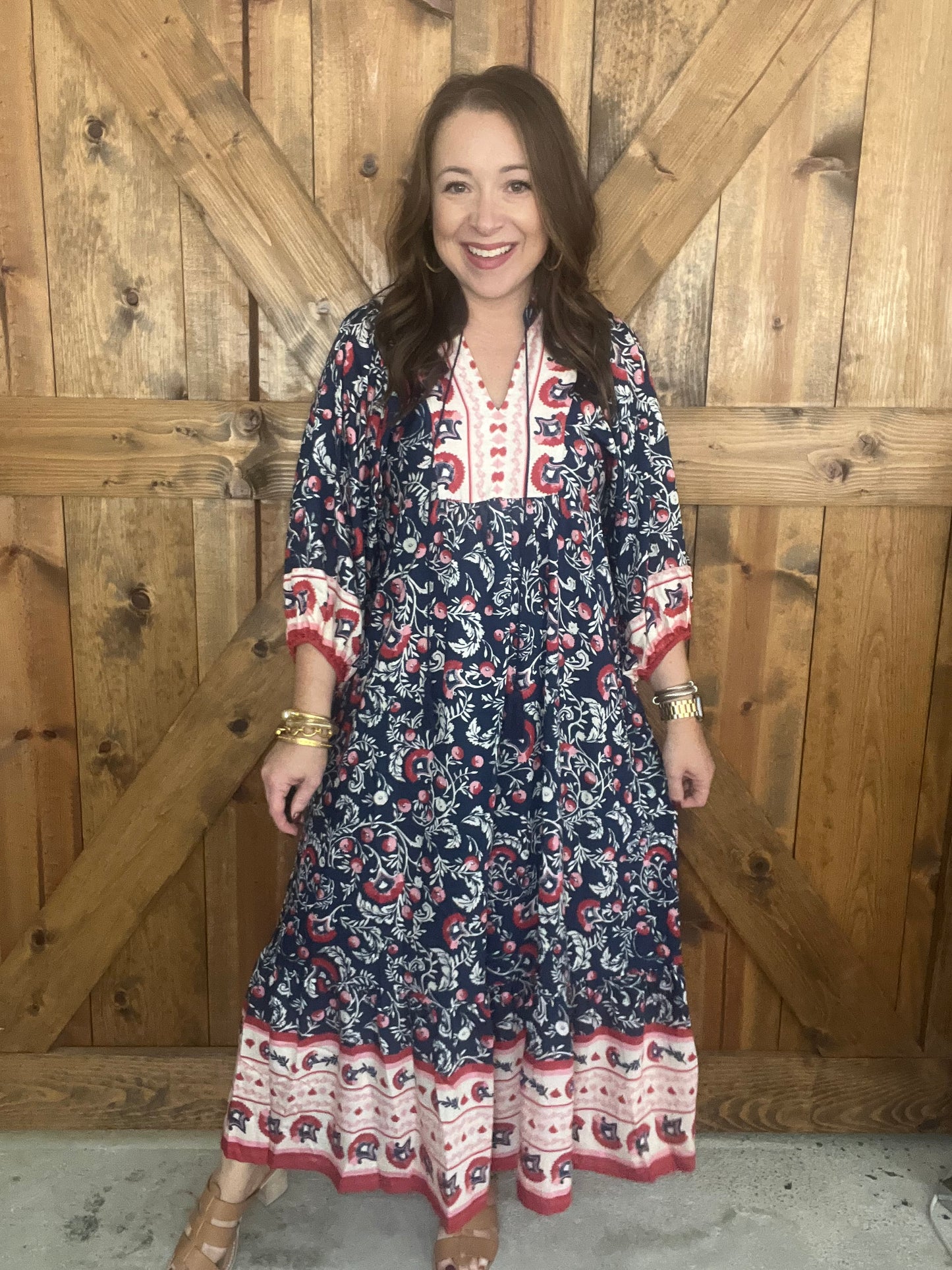 Fall Boho Dress - Navy