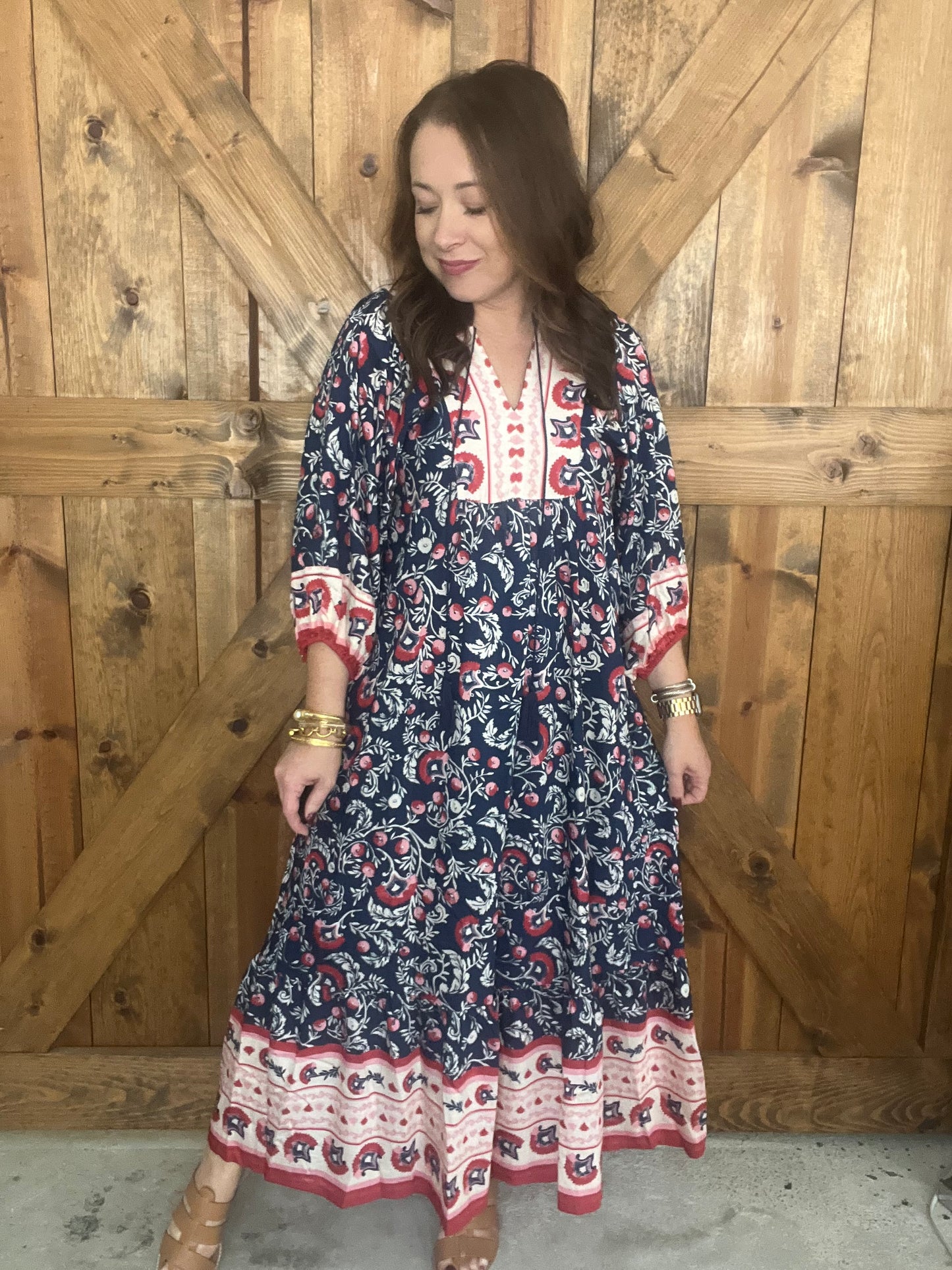 Fall Boho Dress - Navy