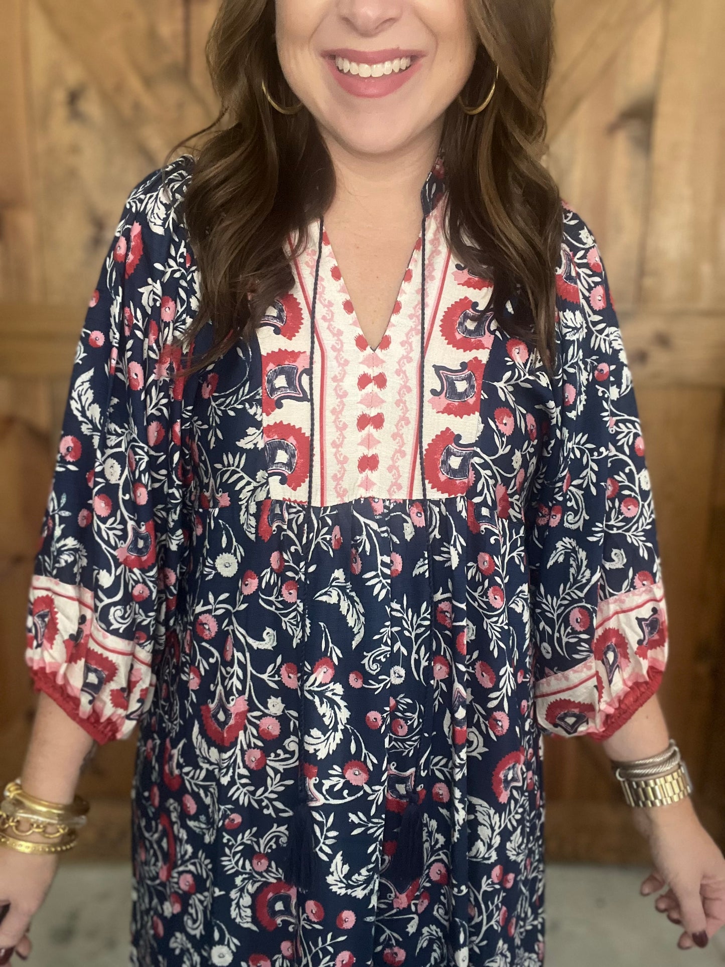 Fall Boho Dress - Navy