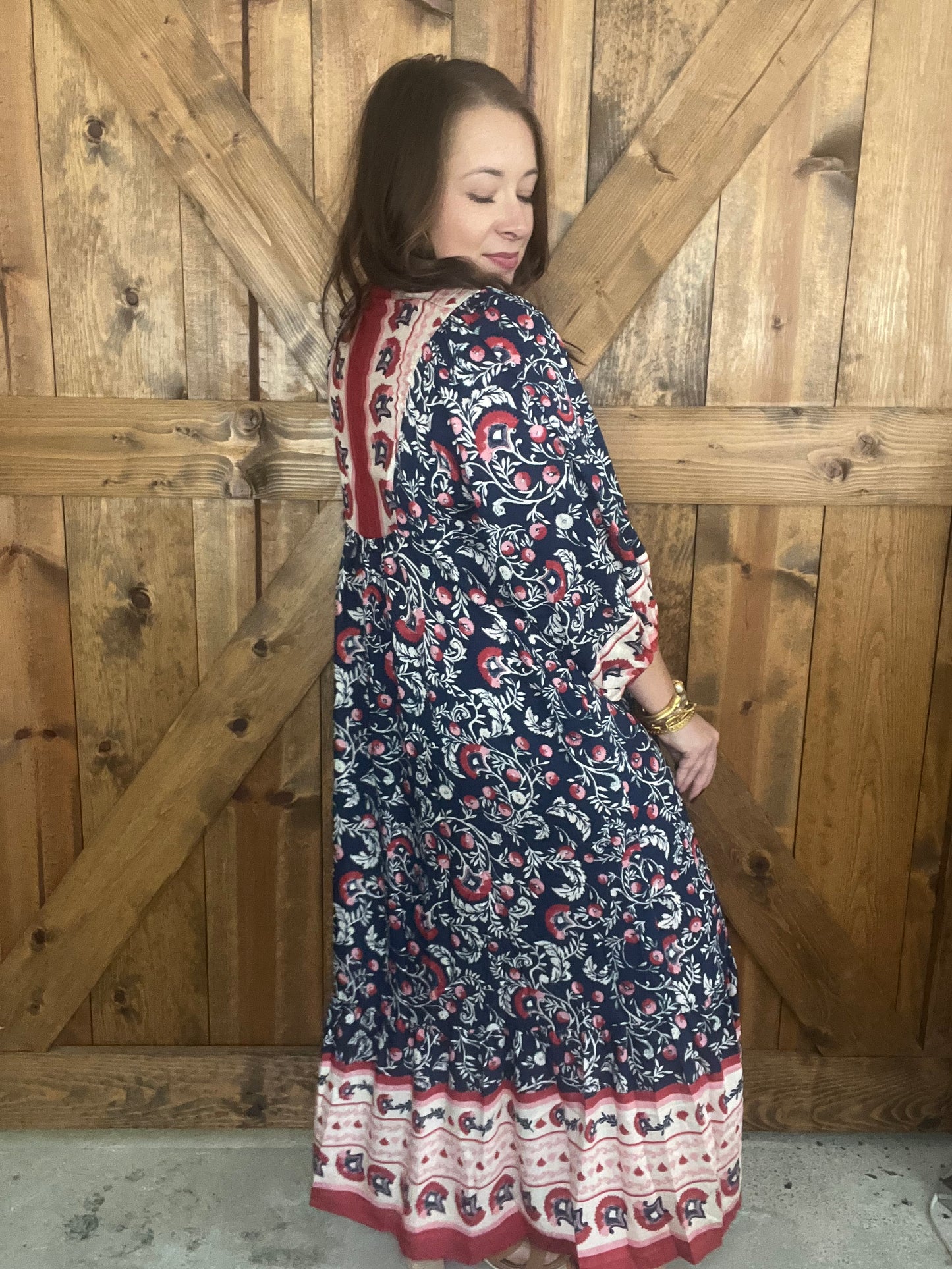 Fall Boho Dress - Navy