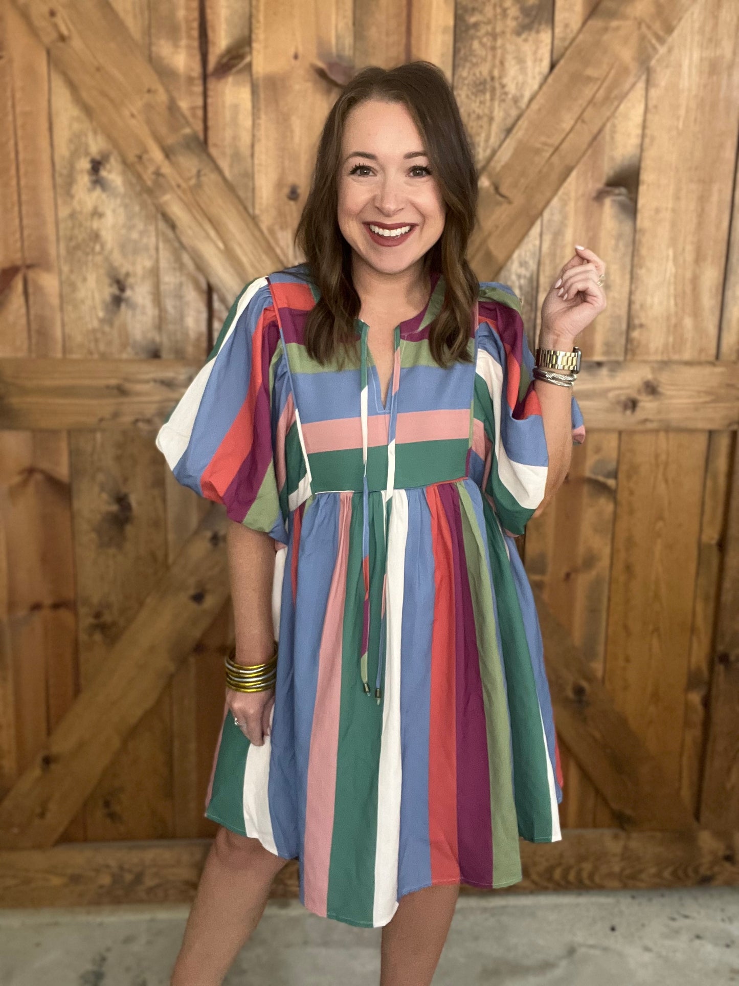 Stripe This Way Dress - Plum