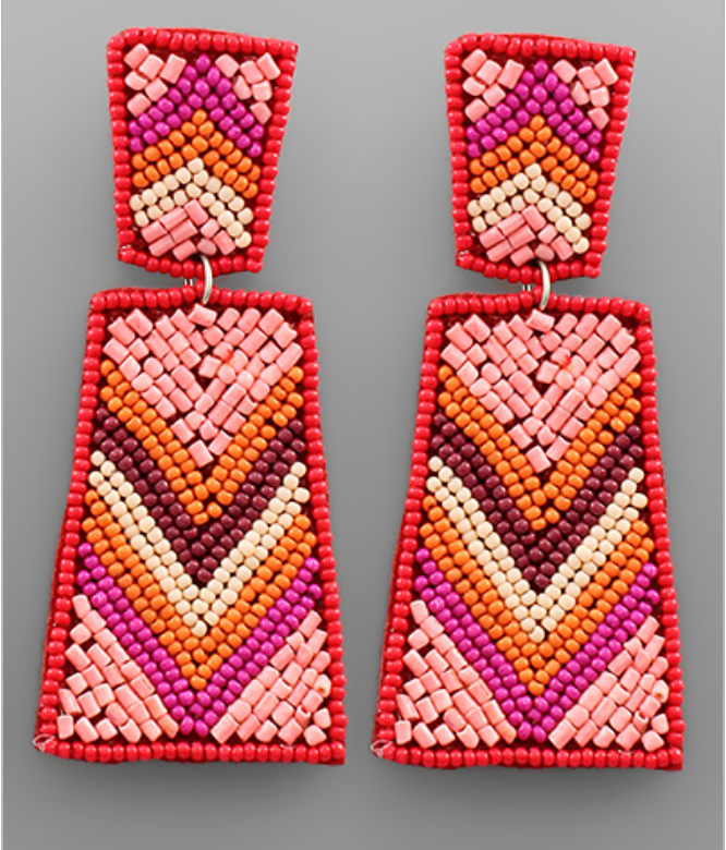 Pink Rectangle Earrings