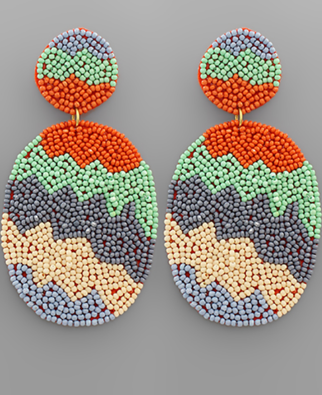 Orange Multi Oval Earrings