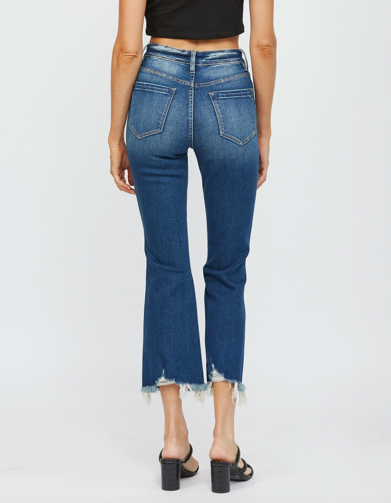 High Rise Crop Flare Raw Hem