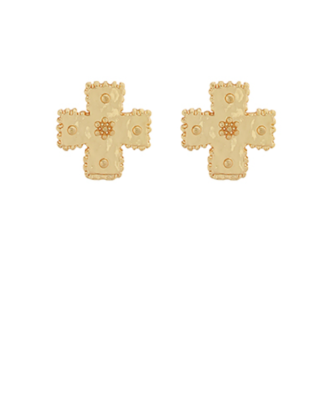 Textured & Dotted Cross Earrings