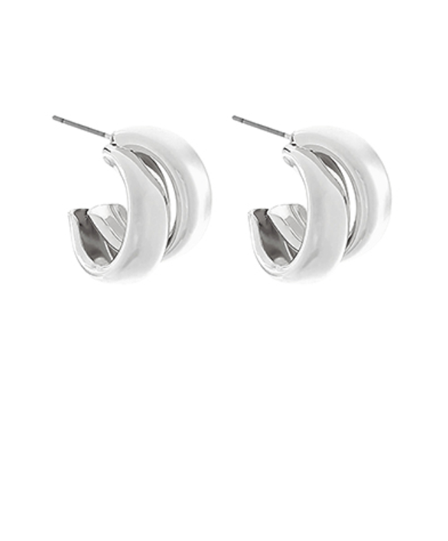 Layered Metal Hoops - Silver