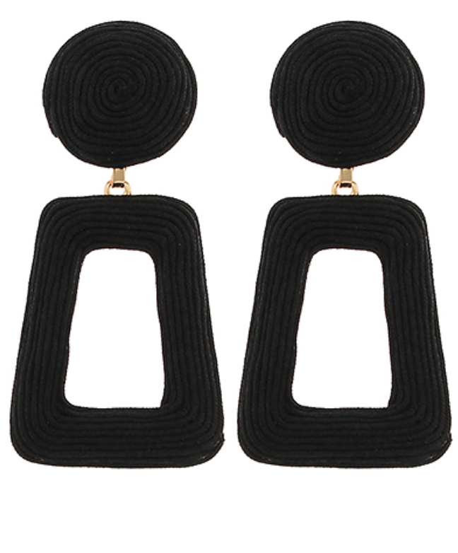 Wrapped Open Trapezoid Drop Earrings