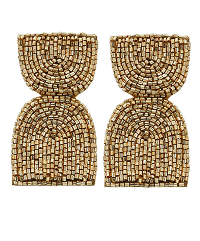 Metallic Arch Seed Bead Earrings - Gold
