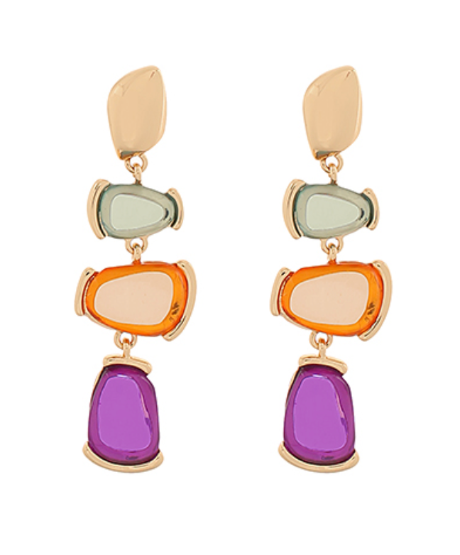 Geometric Color Bead 4 Drop Earrings