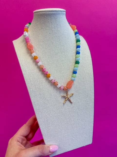 Multi Bead with Starfish Charm Necklace