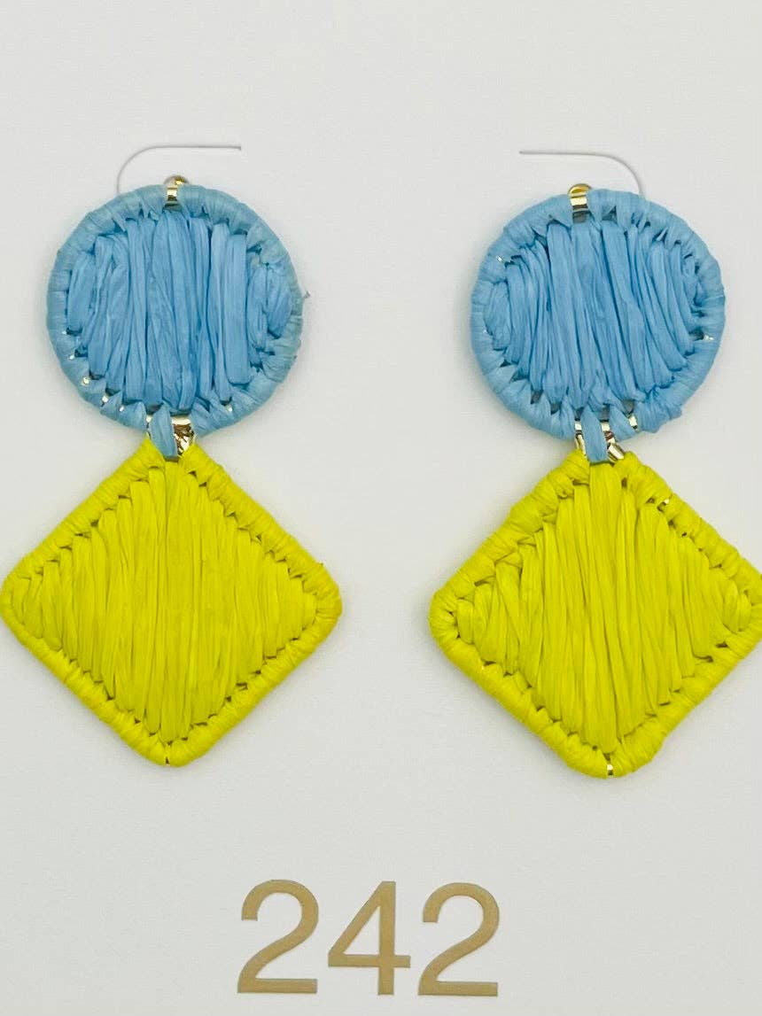 Raffia Double Drop - Ocean/Lime