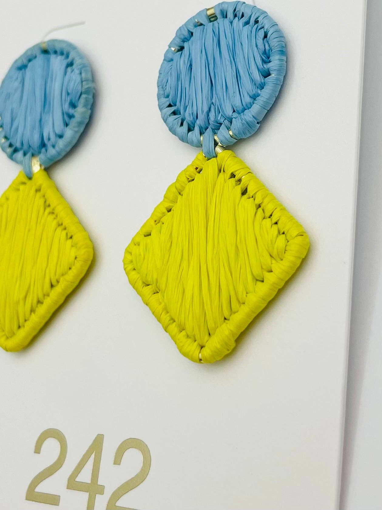 Raffia Double Drop - Ocean/Lime