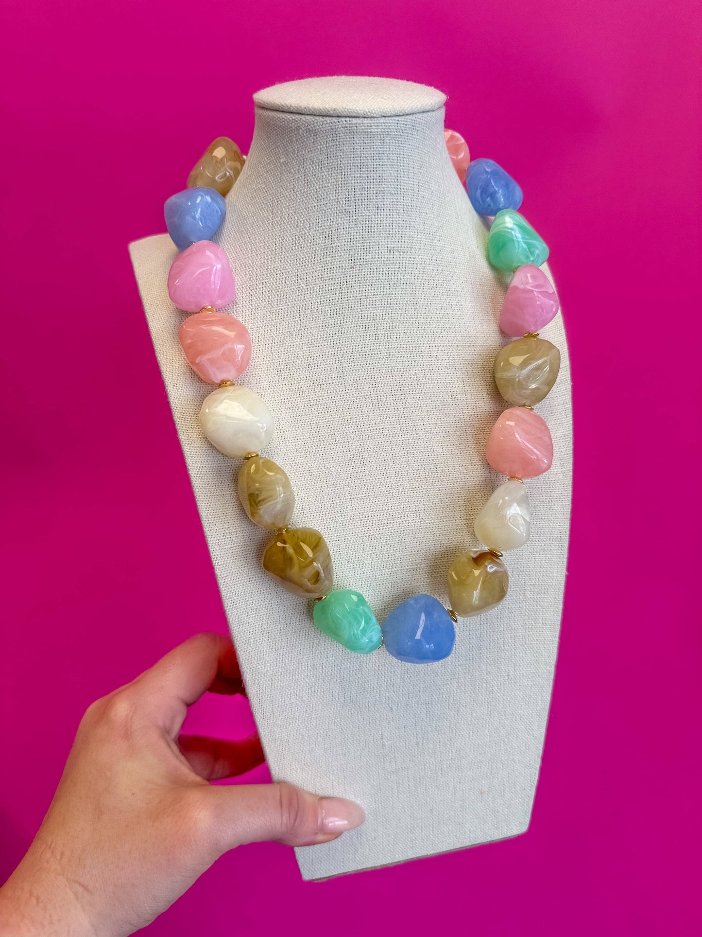 Multi Bead Necklace - Bright Pastel