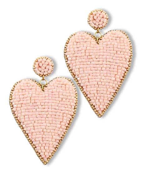 Blush Beaded Heart Earring