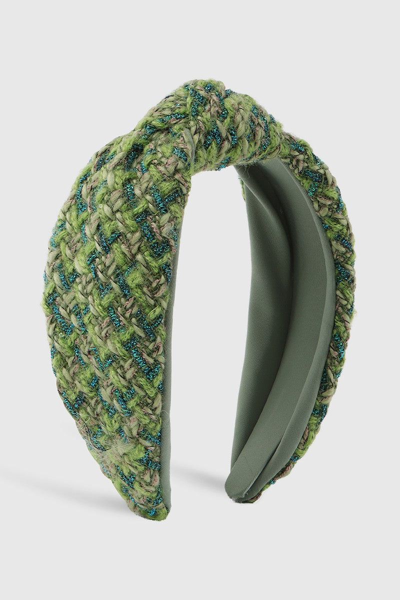 Tweed Knotted Headband - Green