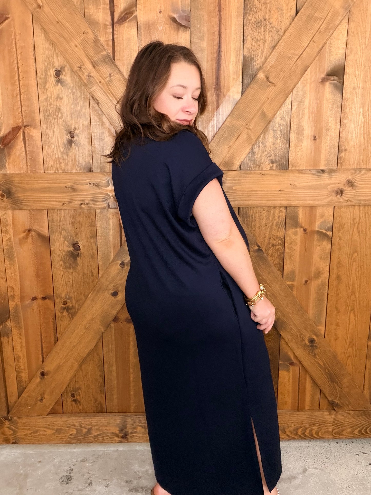 On Repeat Midi Dress - Navy