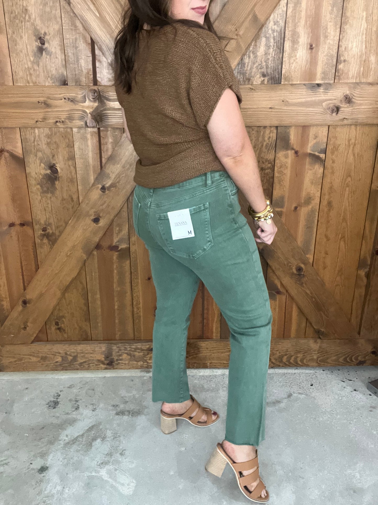 Colored Straight Crop - Olive