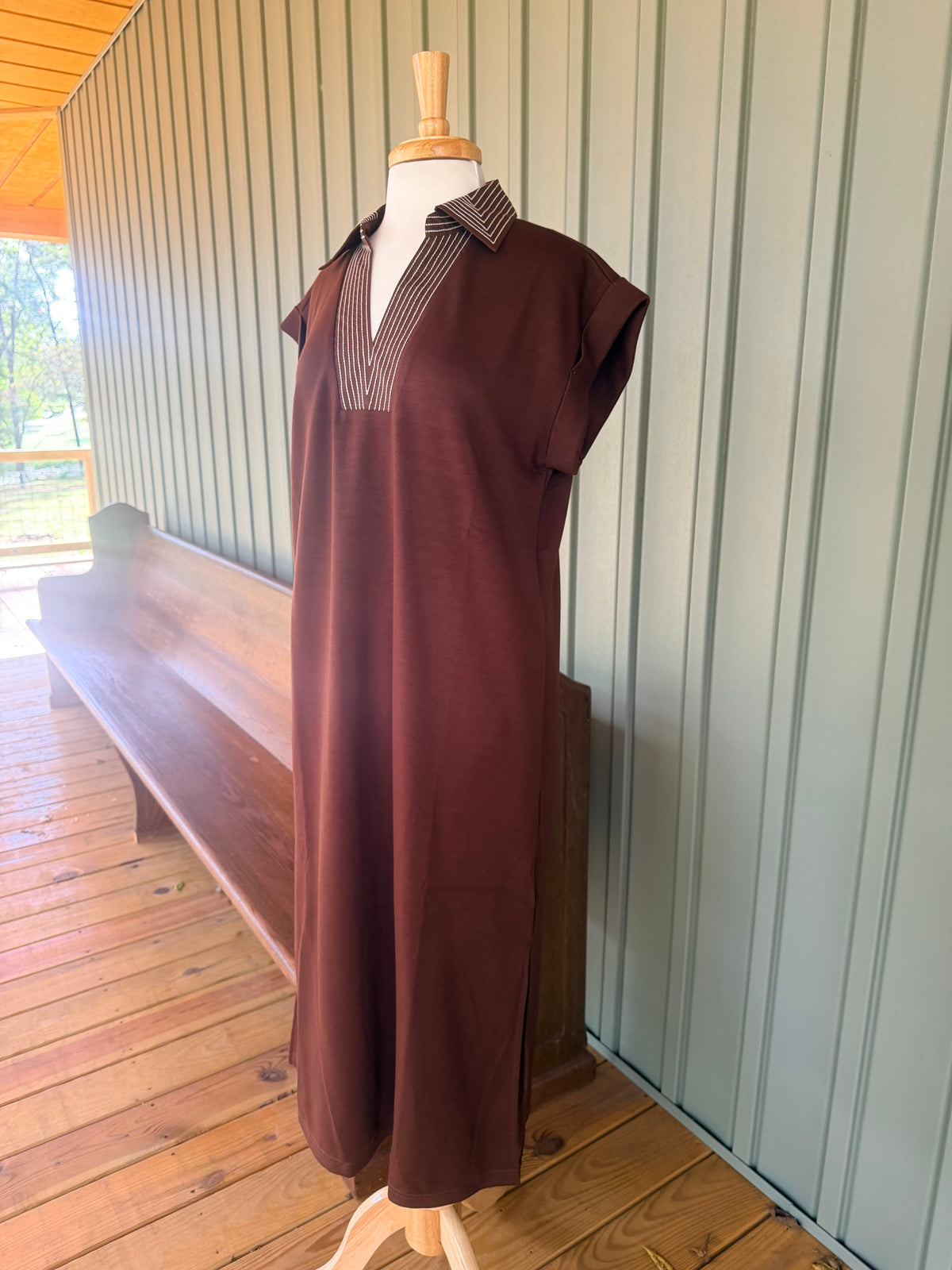On Repeat Midi Dress - Brown