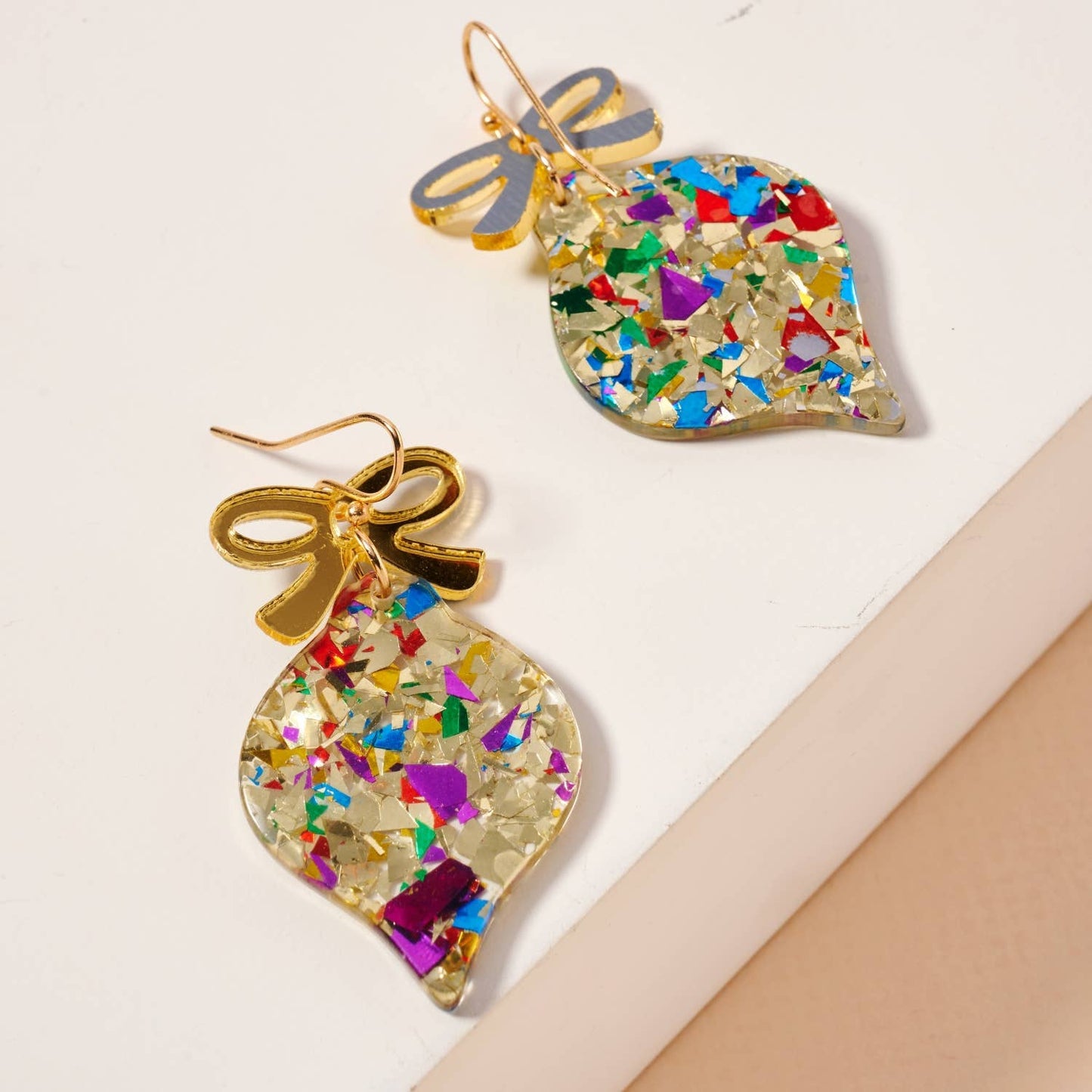 Christmas Ornate Multi Color Dangling Earrings