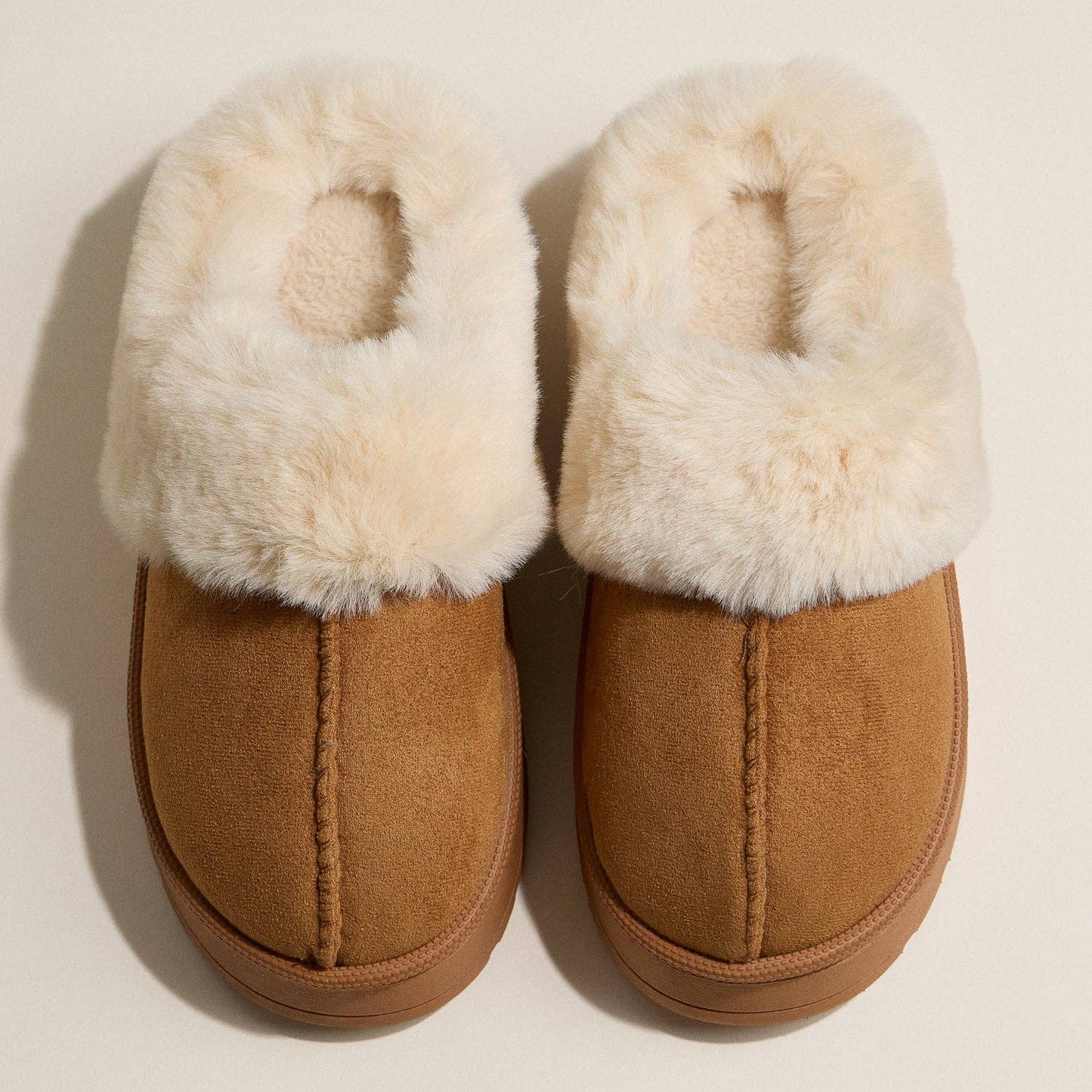 Platform Sherpa Slippers with Suede Finish BR / M(40-41)