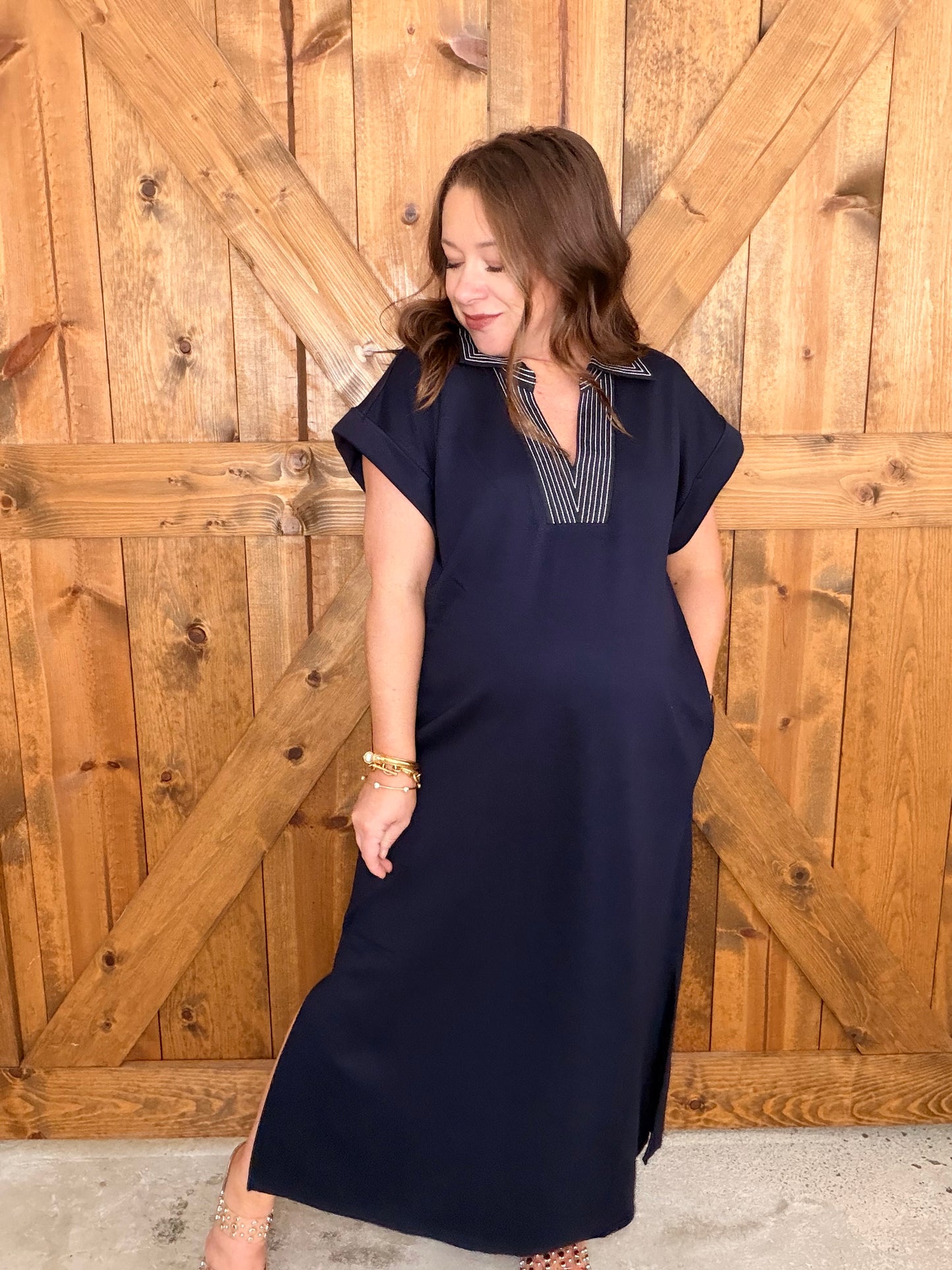 On Repeat Midi Dress - Navy