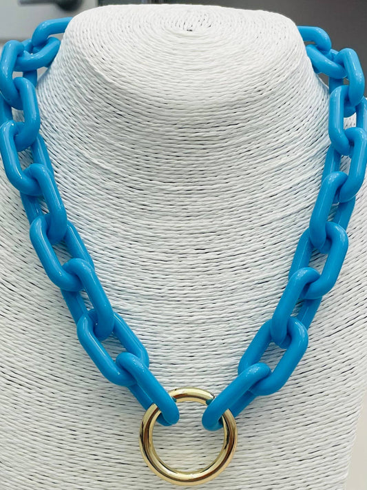 Acrylic Link Necklaces (electric blue)