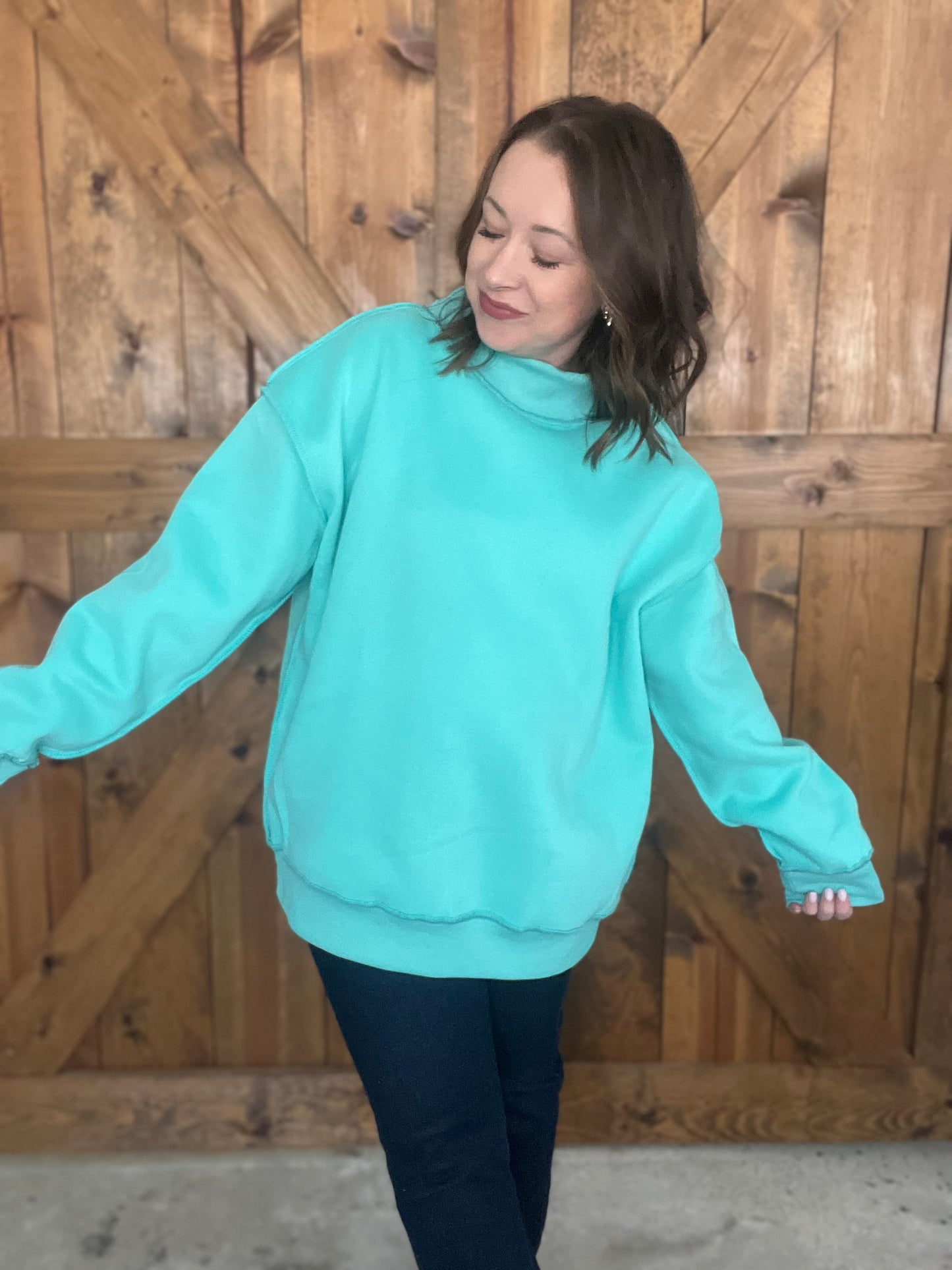 Color Me Happy Mock Neck - Seafoam