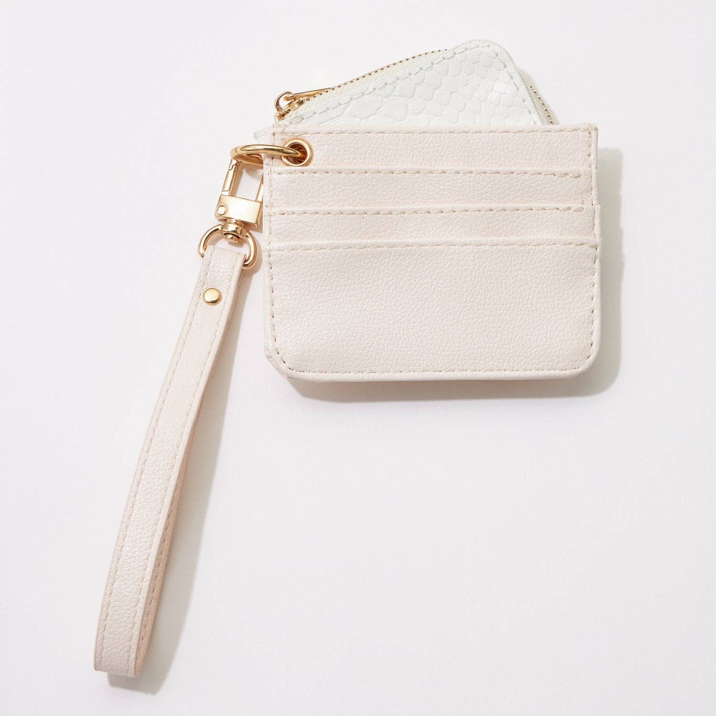 Snake Skin Coin Pouch with Wristlet: BEIGE