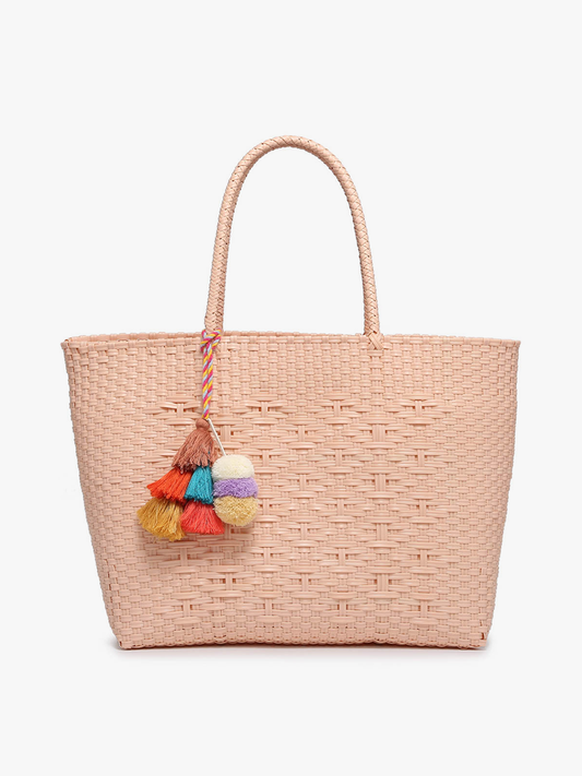 Shelby Handwoven Tote - Diamond-Dark Pink